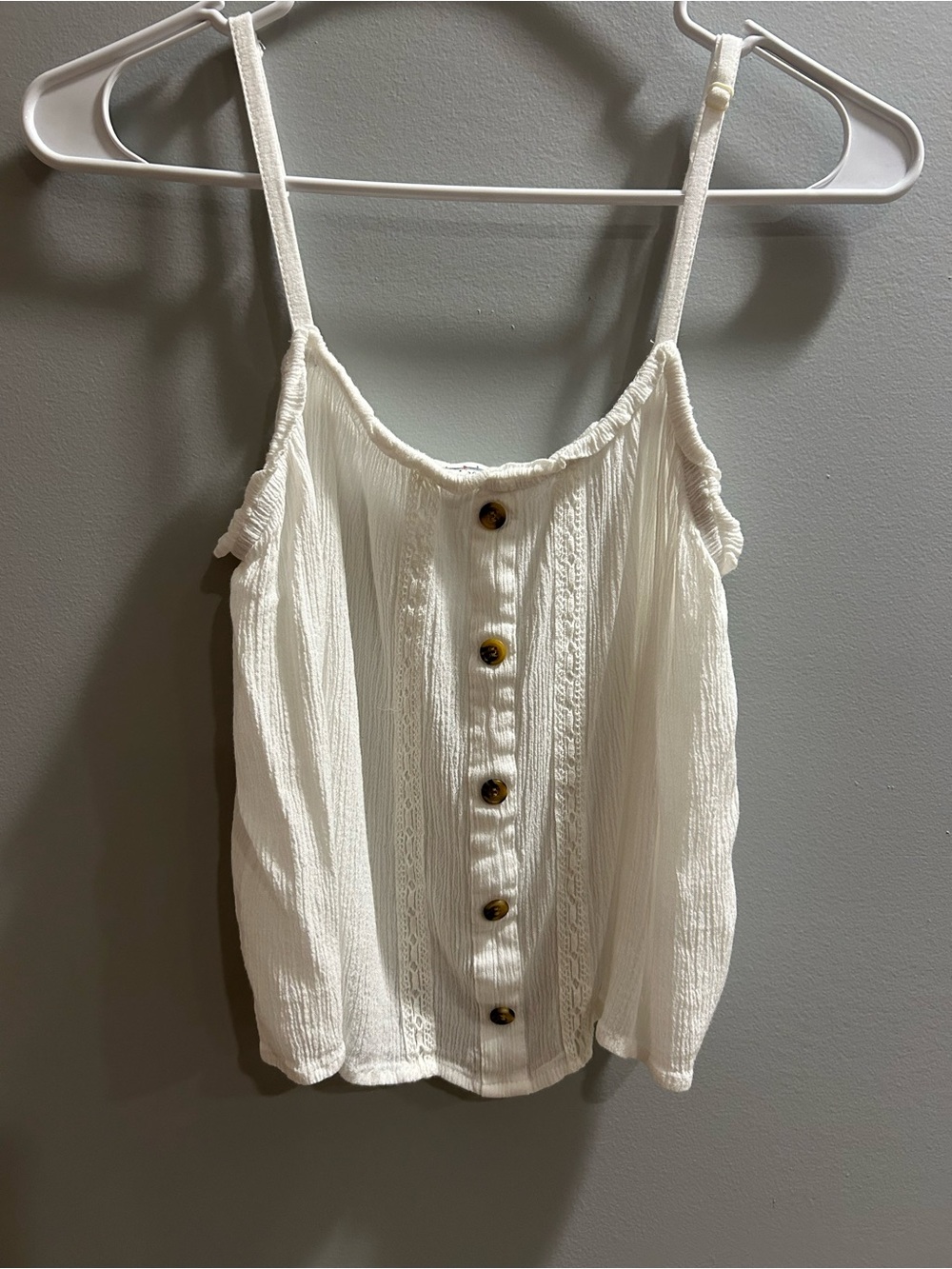 White Button-Front Spaghetti Strap Top